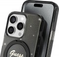 GUESS Ring Stand Script Glitter MagSafe for iPhone 15 Pro