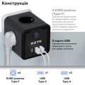 RZTK Power Cube 4 + 2xUSB-A + USB-C 20W