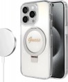 GUESS Ring Stand Script Glitter MagSafe for iPhone 15 Pro