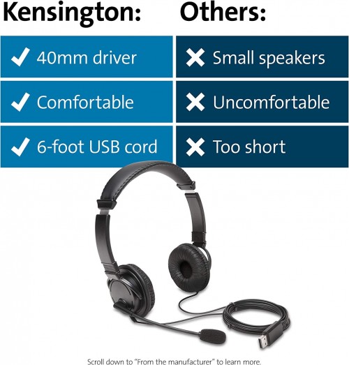 Kensington USB Hi-Fi Headphones with Mic