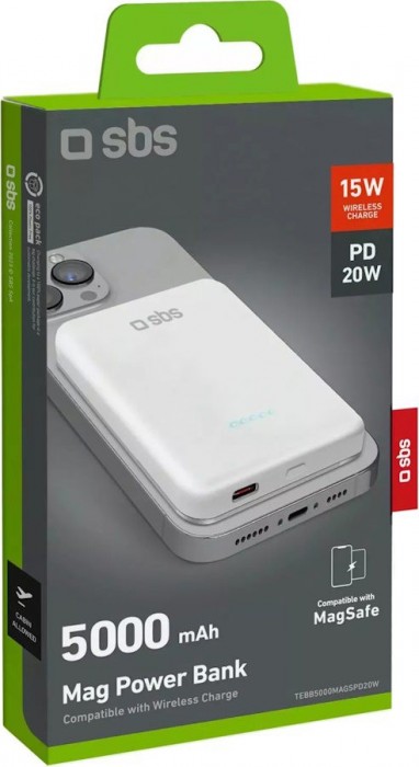 SBS Wireless Magnetic Power Bank 20W 5000