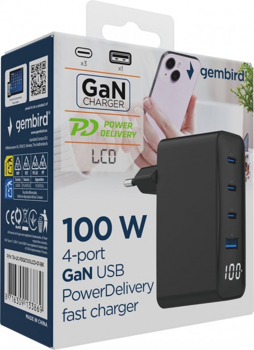 Gembird TA-UC-PDQC100LCD-01