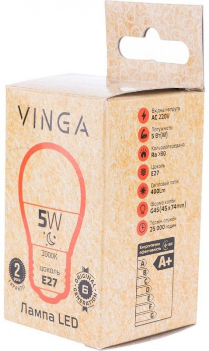 Vinga G45 5W 3000K E27