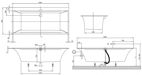 Villeroy & Boch Squaro Edge 12 190x90