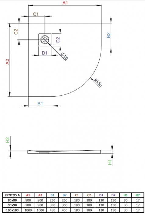 Radaway Kyntos A HKA8080-04