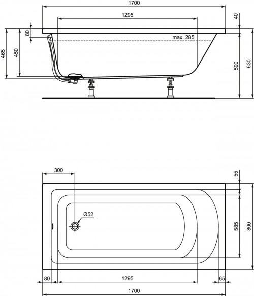 Ideal Standard Hotline New 170x80 K274701