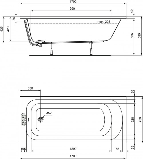 Ideal Standard Simplicity 170x75 W004501