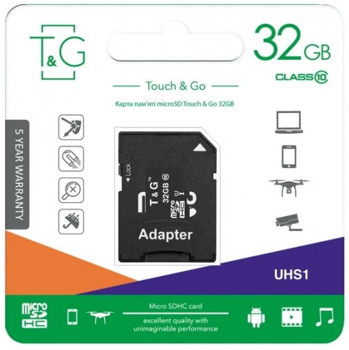 T&G microSDHC class 10 UHS-I U1 32Gb + SD adapter