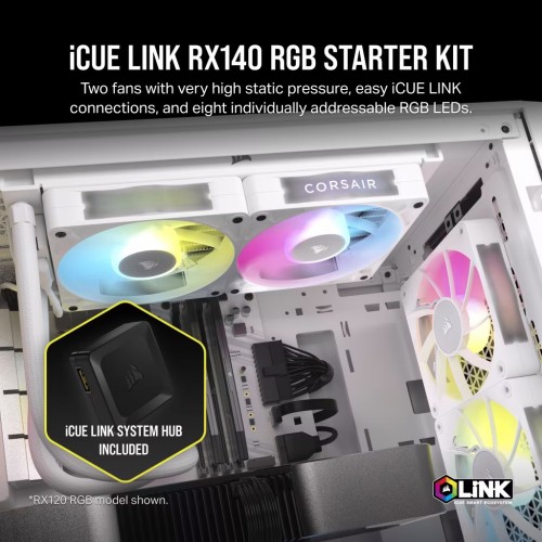 Corsair iCUE LINK RX140 RGB PWM Twin Pack White