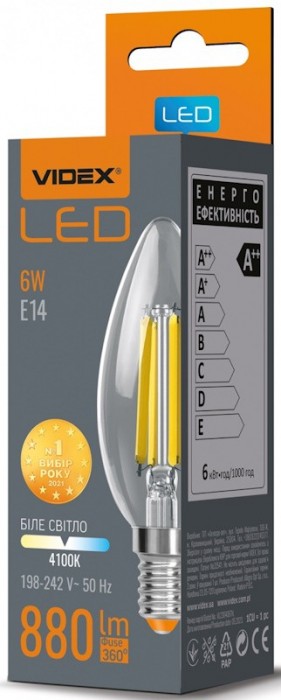 Videx Filament C37F 6W 4100K E14