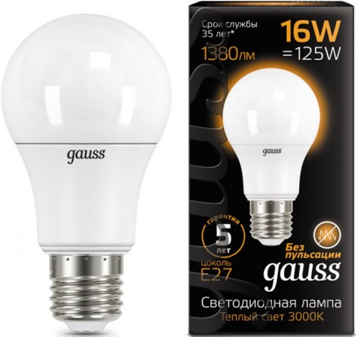 Gauss LED A60 16W 3000K E27 102502116