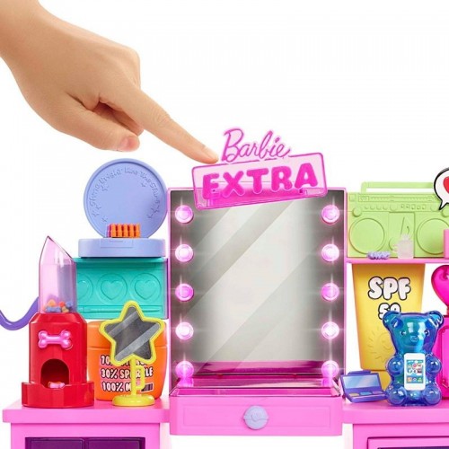 Barbie Extra Doll and Vanity Playset with Exclusive Doll GYJ