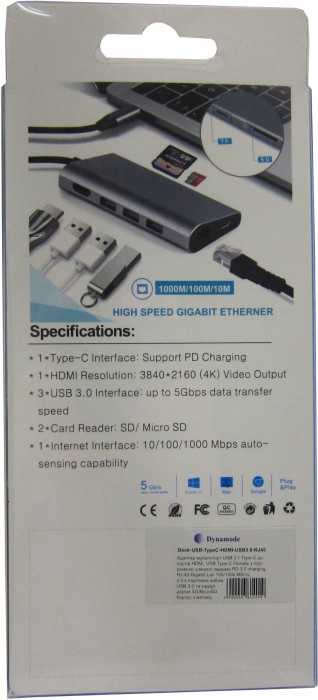 Dynamode Dock-USB-TypeC-HDMI-USB3.0-RJ45