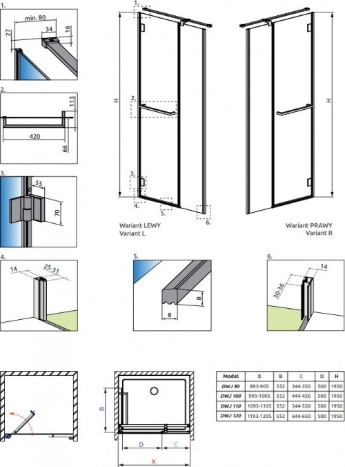 Radaway Carena DWJ 90 R 134302-01-01NR