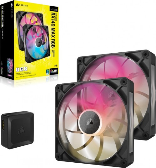 Corsair iCUE LINK RX140 MAX RGB PWM Dual Pack Black