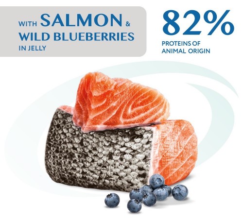 Optimeal Adult Sterilised with Salmon/Blueberries Pouch 85 g