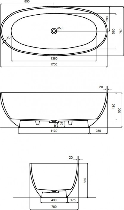 Besco Mexa 170x78 WAM-170-BWC