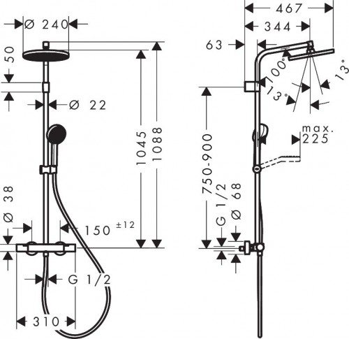Hansgrohe Activera S 240 EcoSmart+ 28083000