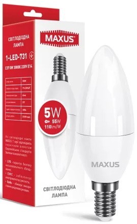 Maxus 1-LED-731 C37 5W 3000K E14