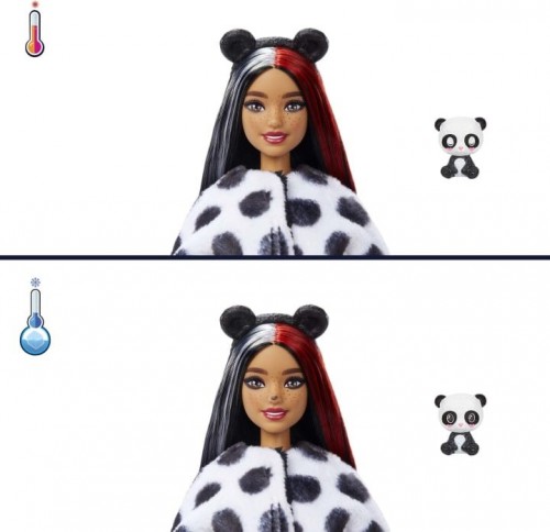 Barbie Cutie Reveal Doll with Panda Plush Costume and 10 Sur