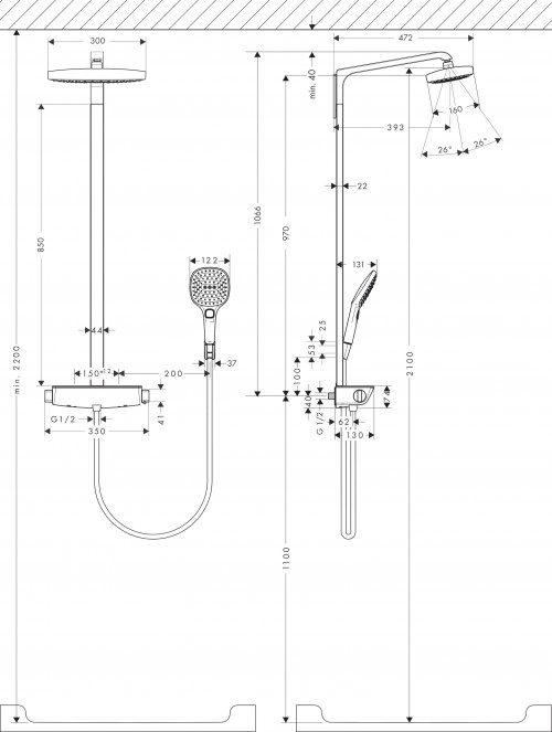 Hansgrohe Raindance Select E Showerpipe 300 EcoSmart 2728200