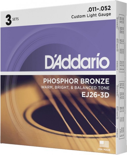DAddario Phosphor Bronze 11-52 (3-Pack)