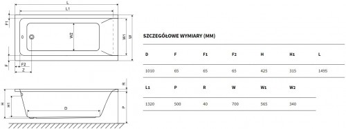 Excellent Savia 150x70 WANL.SAV15WH