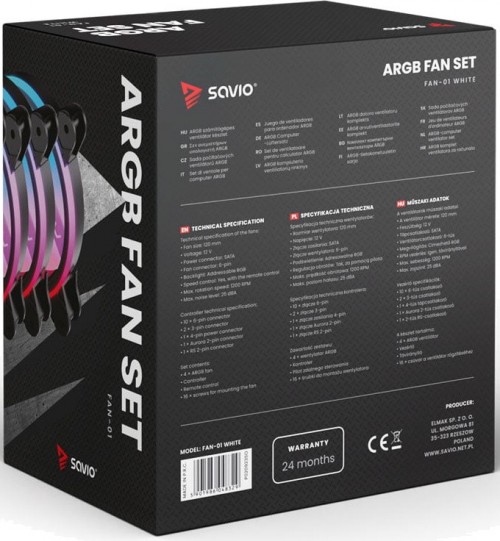 SAVIO FAN-01 4-pack White