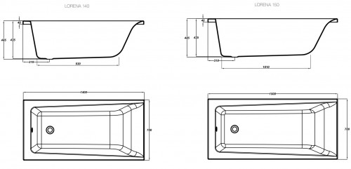 Чертеж с размерами Lorena 140, 150