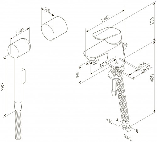 Чертеж с размерами AM-PM Like F8003000