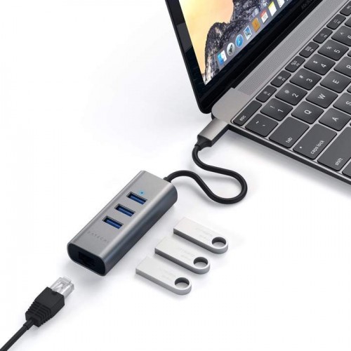 Satechi Type-C 2-in-1 Aluminum 3 Port Hub with Ethernet