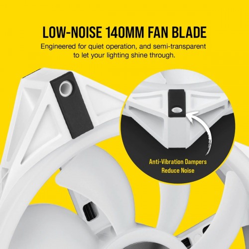 Corsair iCUE QL140 RGB 140mm PWM White Fan Single Pack