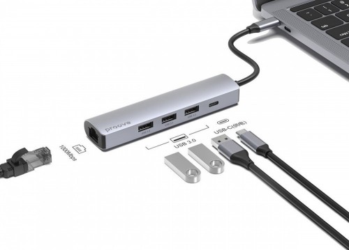 Proove Iron Link 5 in 1 (3*USB3.0 + Type C + RJ45)