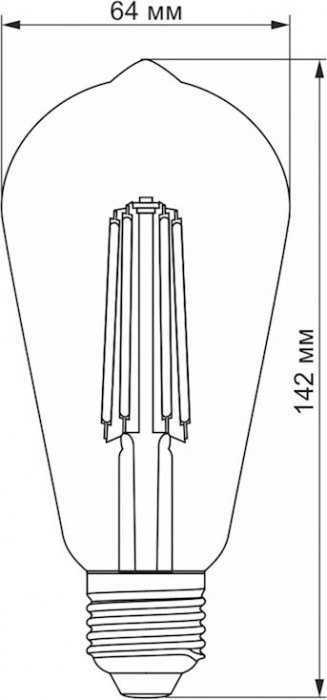 Videx Filament ST64FA Dimmable 10W 2200K E27