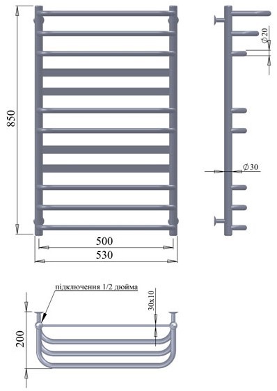 Чертеж с размерами 530х850 (арт. УТ001)