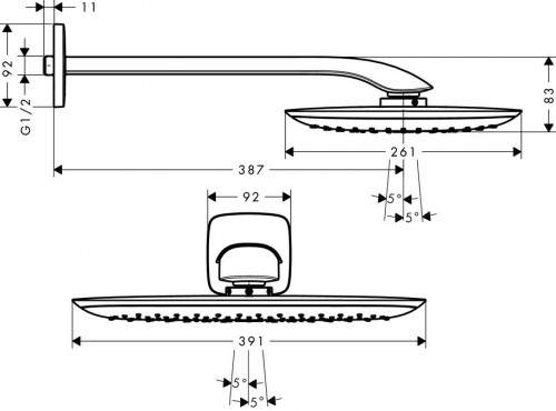 Чертеж с размерами Hansgrohe PuraVida 27437