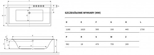 Excellent Pryzmat Slim 170x75 WAEX.PRY17WHS