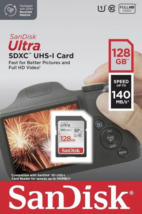 SanDisk Ultra SDXC UHS-I 140MB/s Class 10 128Gb