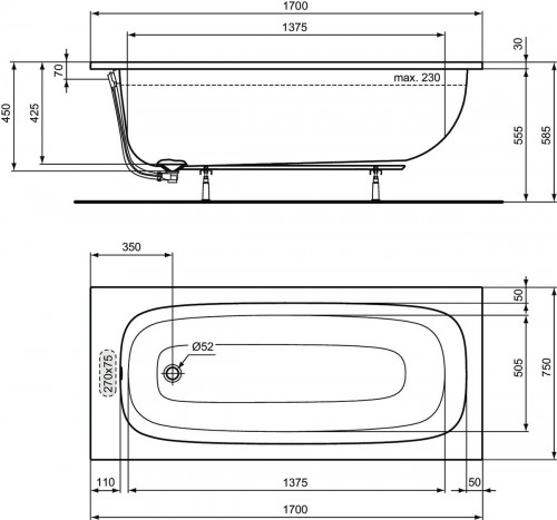 Ideal Standard i.life 170x75 T476001