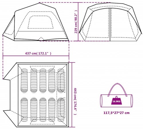 VidaXL Family Tent 10-Person