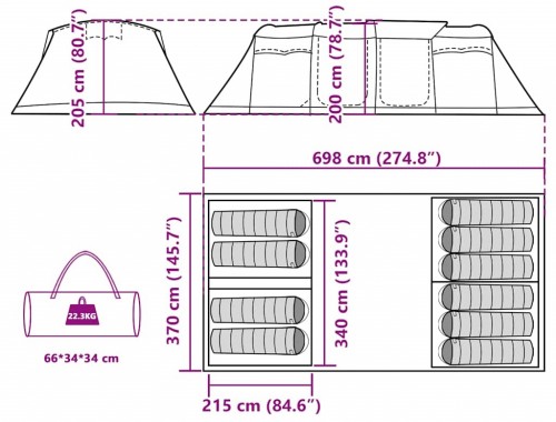 VidaXL Family Tunnel 10-Person