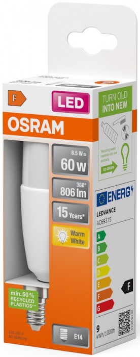 Osram LED Star Classic Stick 8.5W 2700K E14