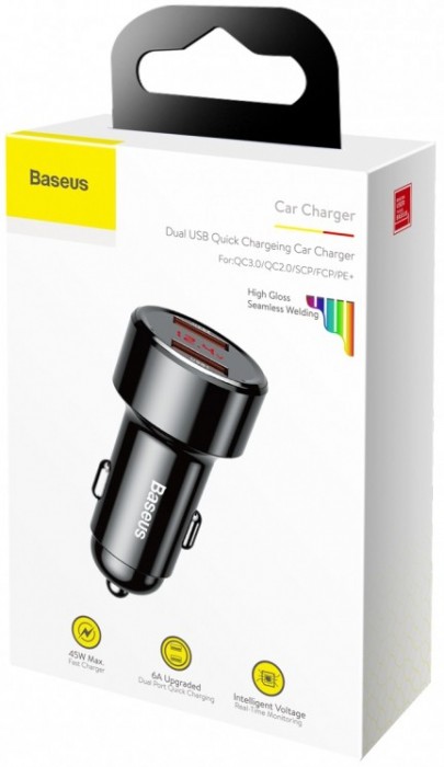 Упаковка BASEUS Dual USB Quick Chargering Car Charger