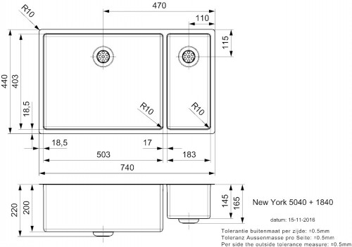 Reginox New York 50x40+18x40 L