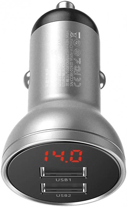 BASEUS Digital Display Dual USB 4.8A Car Charger 24W