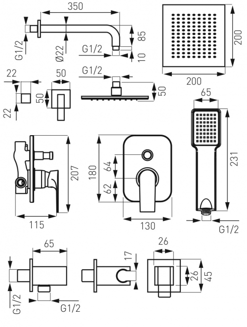 Ferro Algeo Square BAQ7P-SET1-S