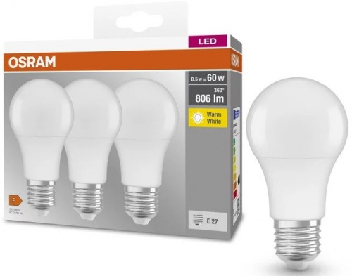 Osram Classic A 8.5W 2700K E27 3 pcs