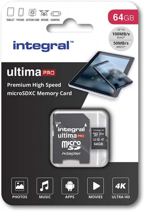 Integral Premium High Speed microSDXC V30 UHS-I U3 64Gb