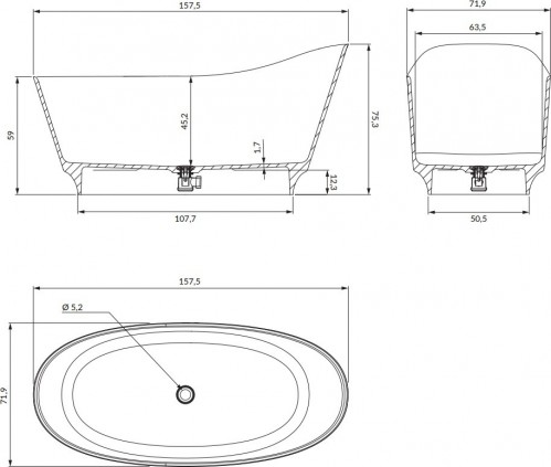 Omnires NEO M+ 158x72 NEO158SWWBP