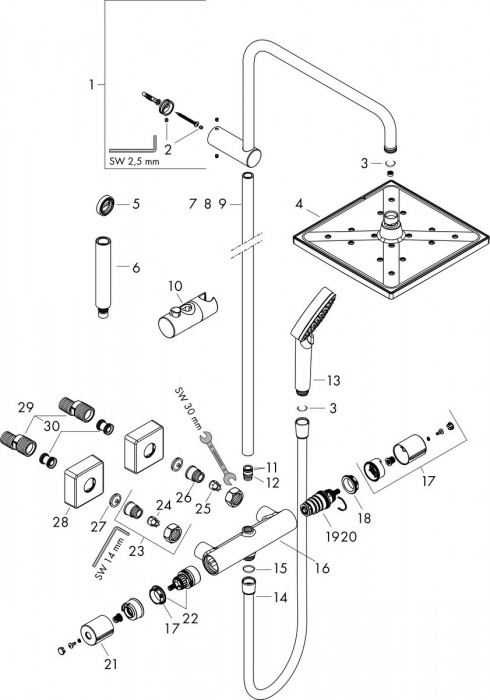 Hansgrohe Vernis Shape Showerpipe 240 EcoSmart 26429670